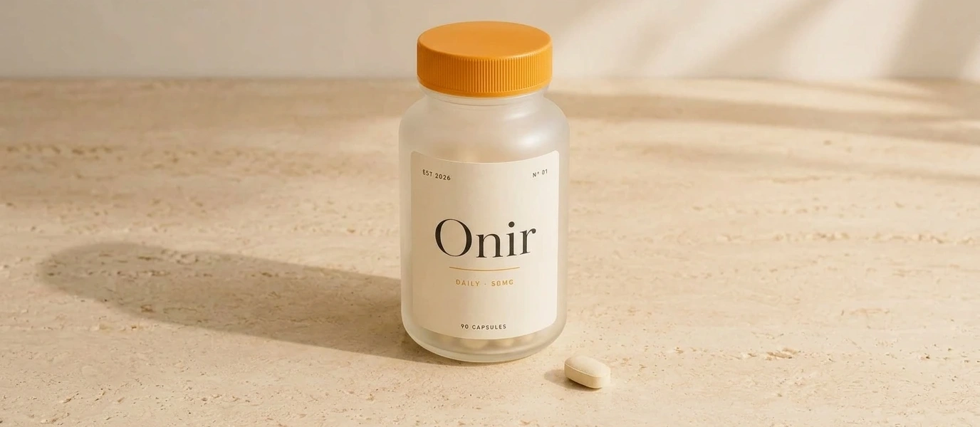 An Onir bottle on a sunlit kitchen counter